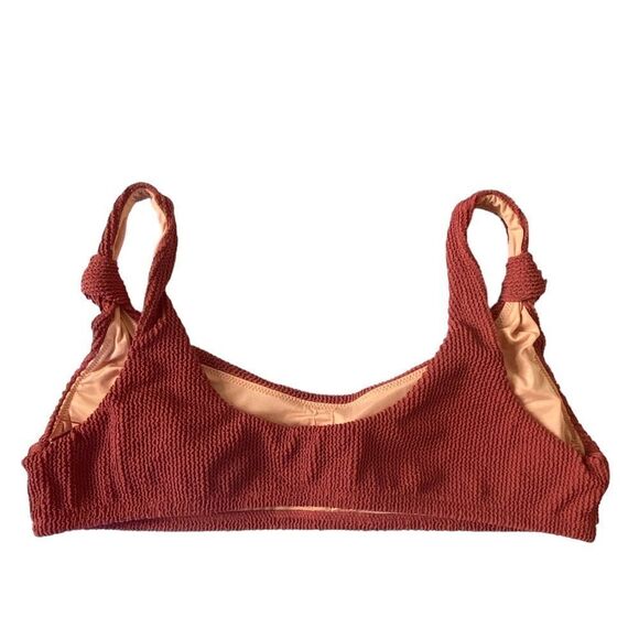 J Crew Chimney Red Brown Scrunchie Knotted Scoop Neck Bikini Top Sz XXL NWT - Picture 6 of 13